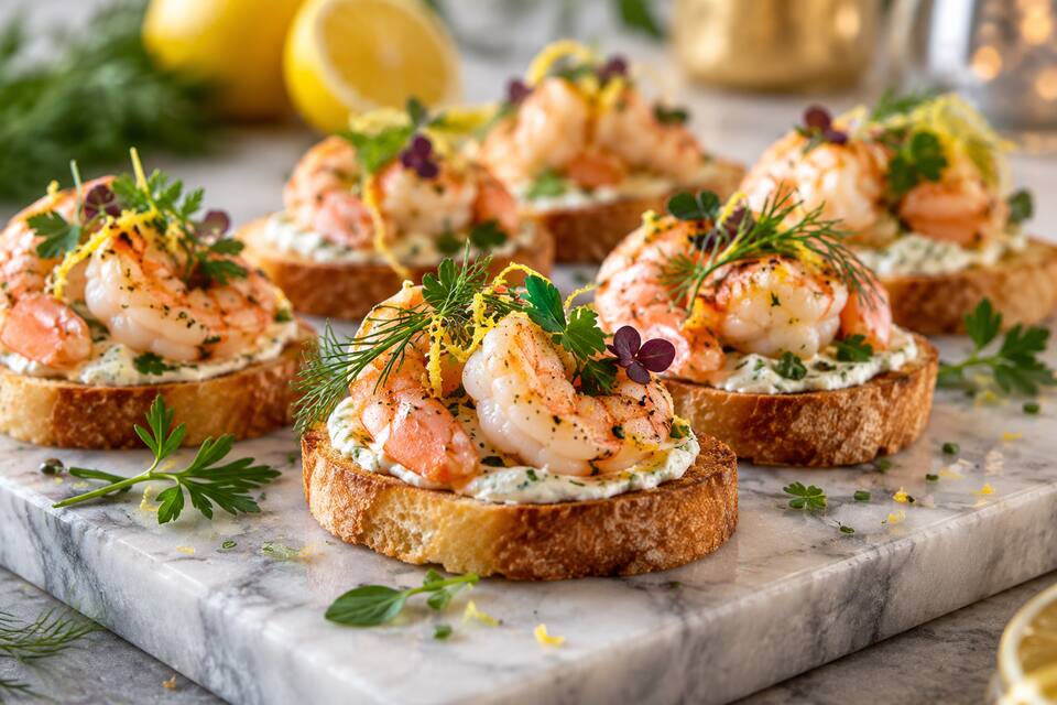 Présentation de Tartine de gambas citronnées