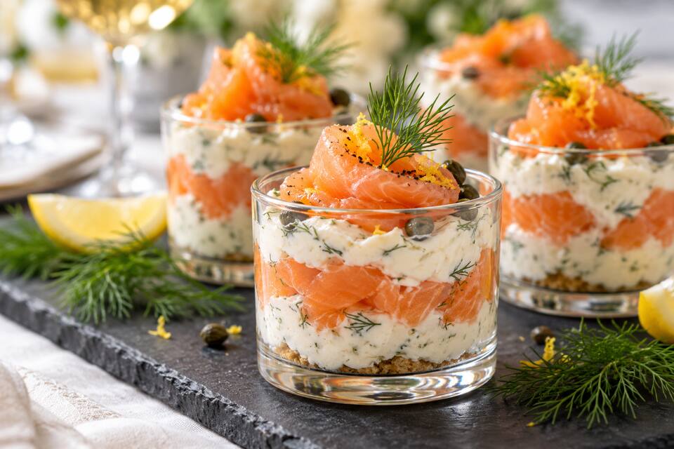 Présentation de Verrine au saumon fumé